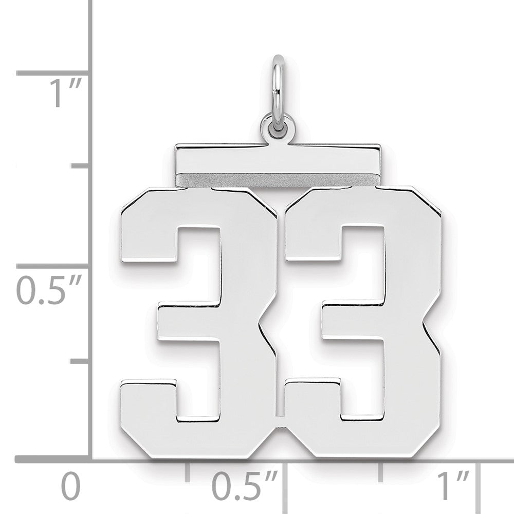Sterling Silver/Rhodium-plated Polished Number 33 Charm