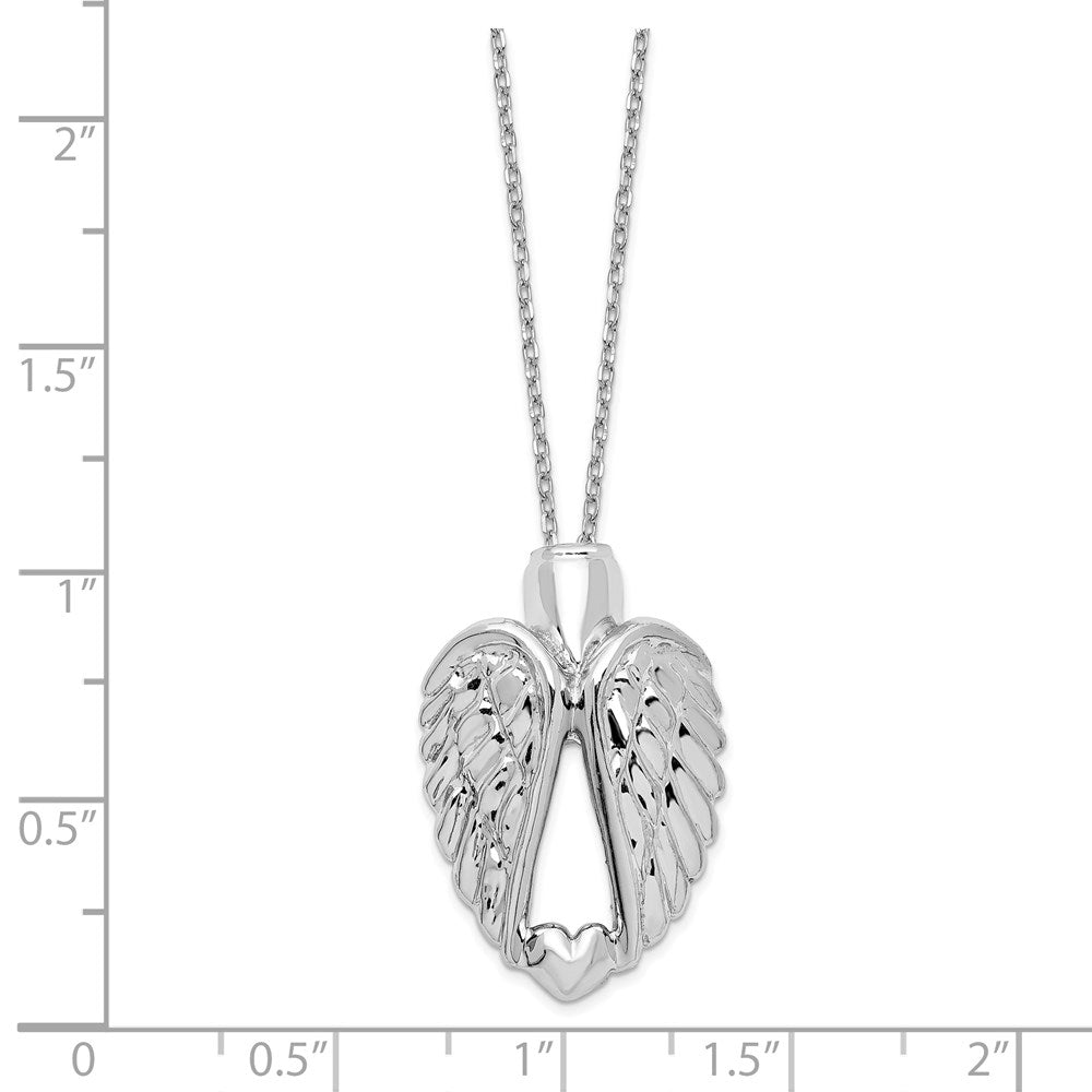 Sterling Silver Rhodium-plated Wings Ash Holder 18in Necklace 18 Inches