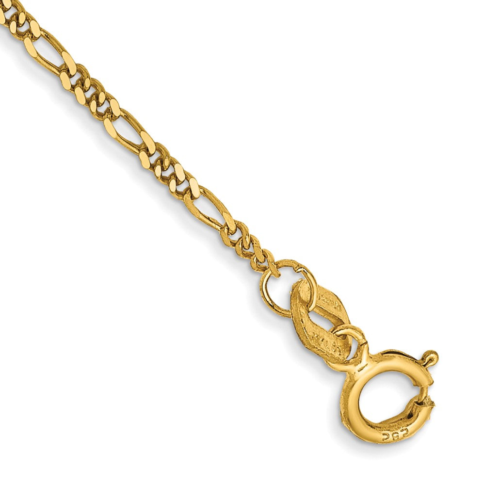 14K 6 inch 1.25mm Flat Figaro with Spring Pendant Ring Pendant Bracelet 6 inches