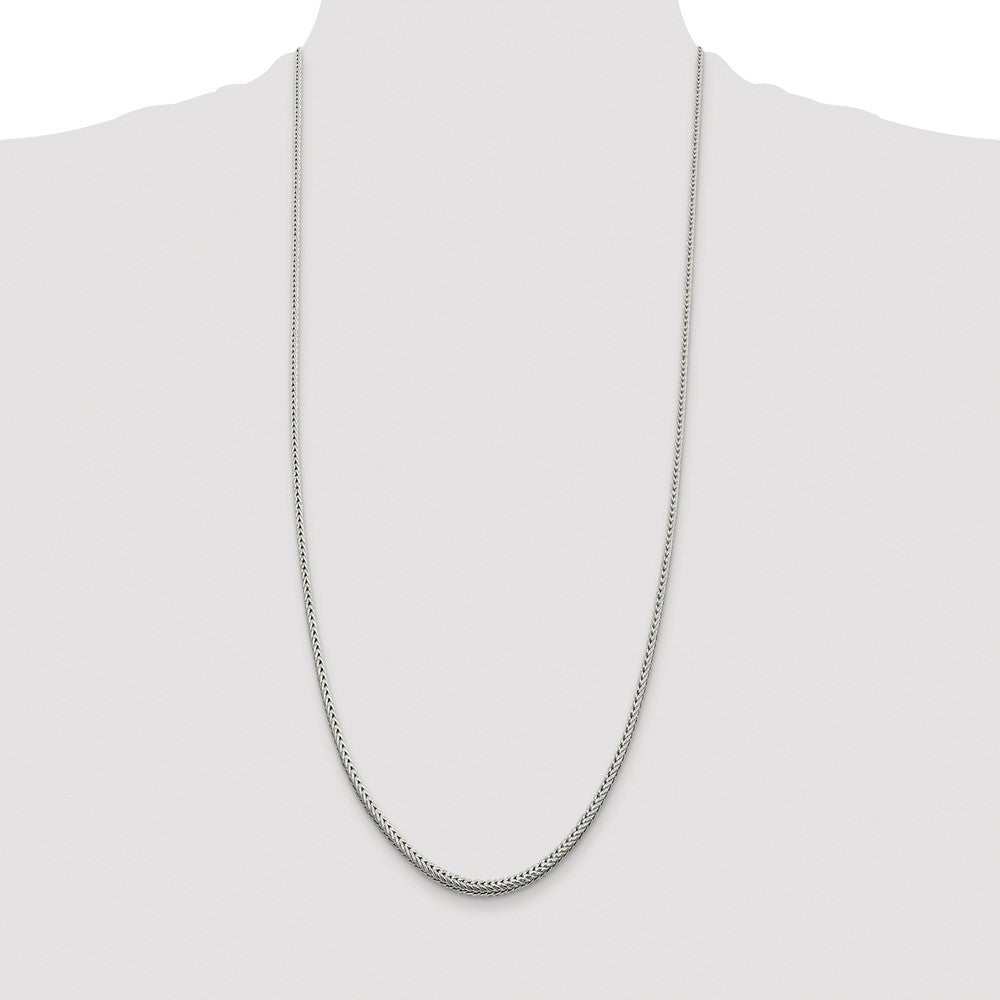 Sterling Silver Rhodium-plated 2.5mm Diamond-cut Round Franco Chain