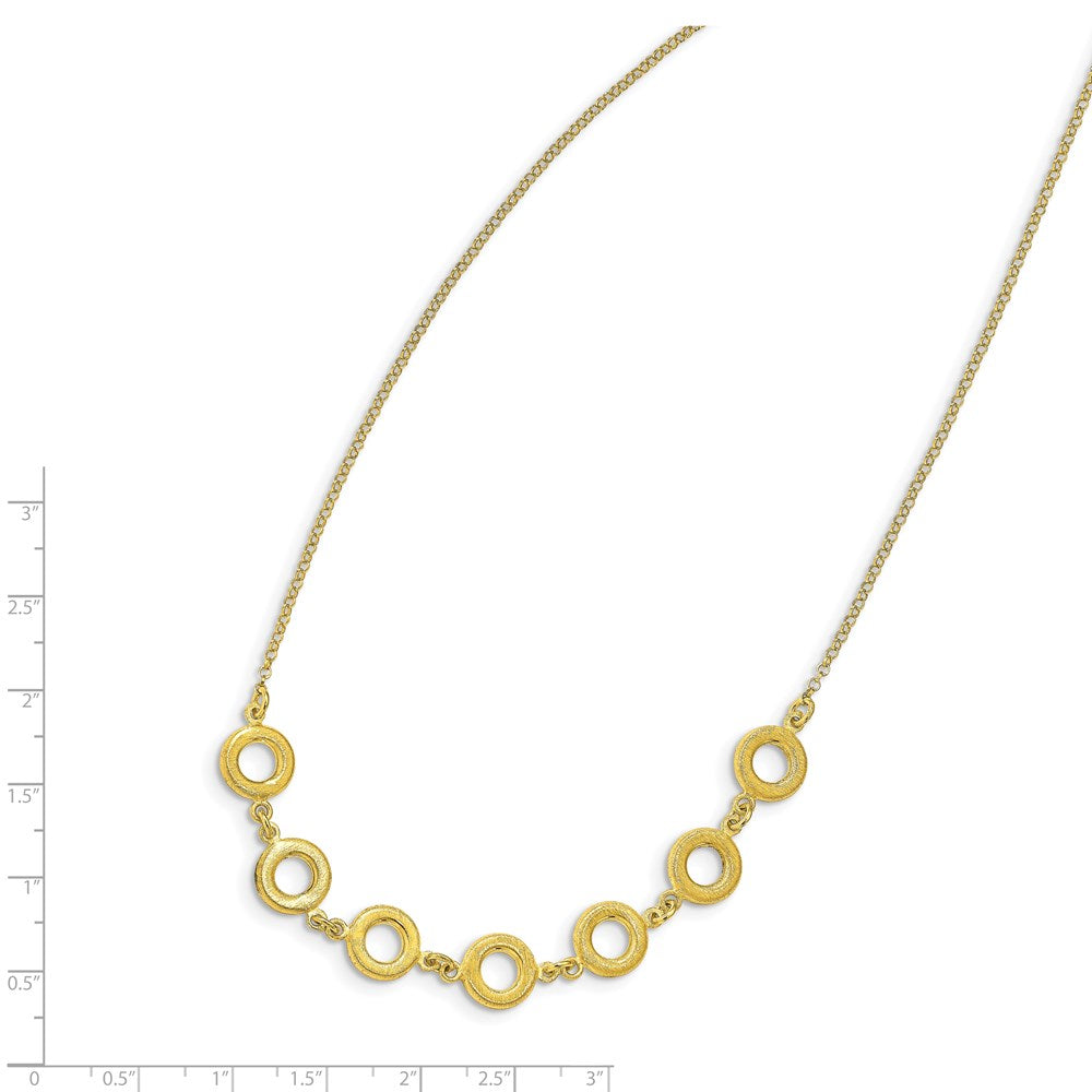 Sterling Silver Gold-tone Textured with 1.5in ext Necklace