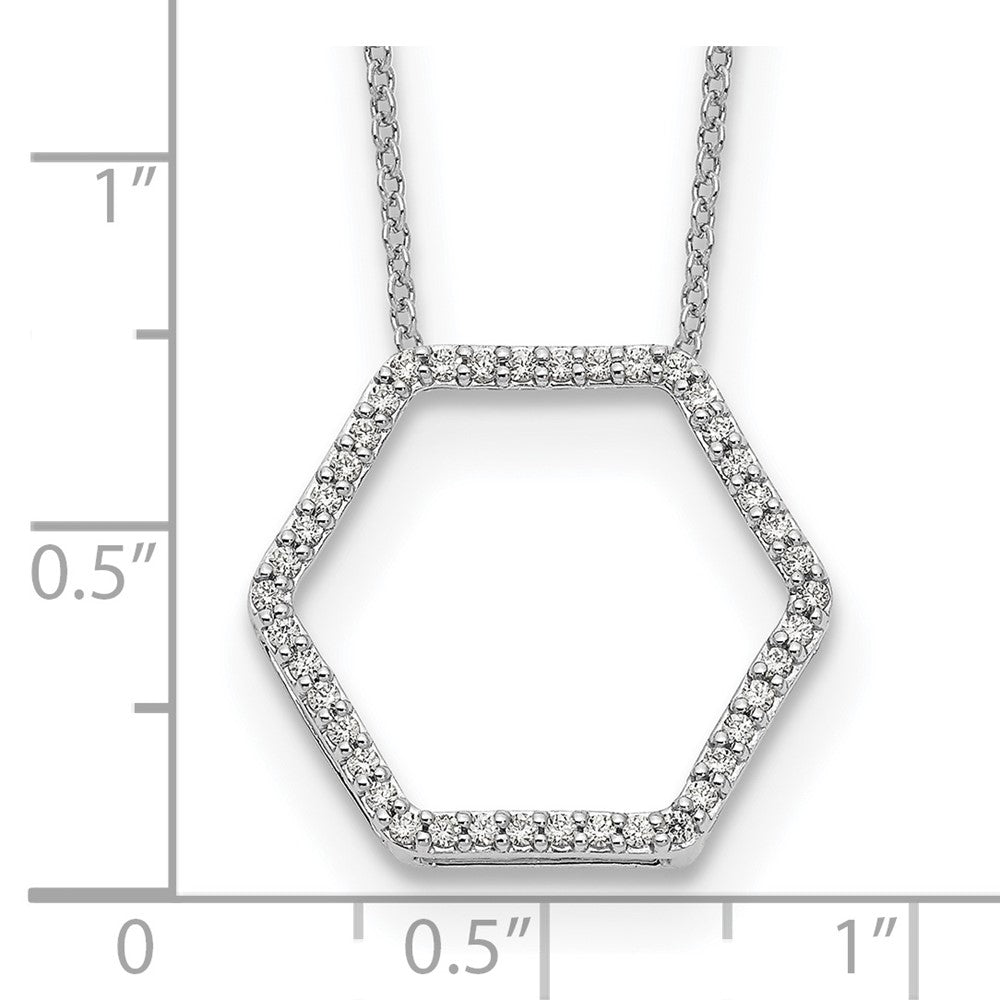 True Origin 14k White Gold 1/4 carat Lab Grown Diamond VS DEF 18 inch Hexagon Necklace