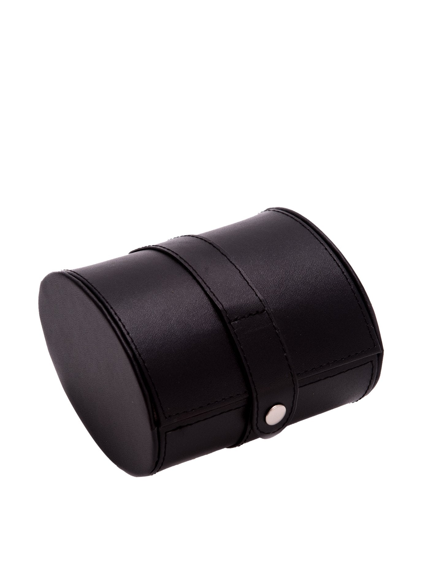 Black Leather Velour Lined Snap Closure Single Watch Travel Case QGM13302