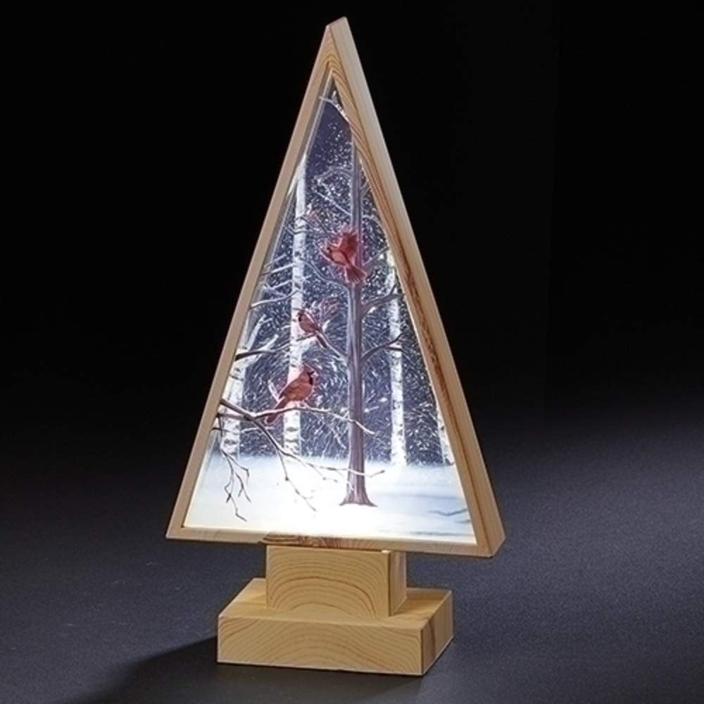 Roman 133369 Led Swirl Tree Cardinal Wood Base, 11 inch, Multicolor
