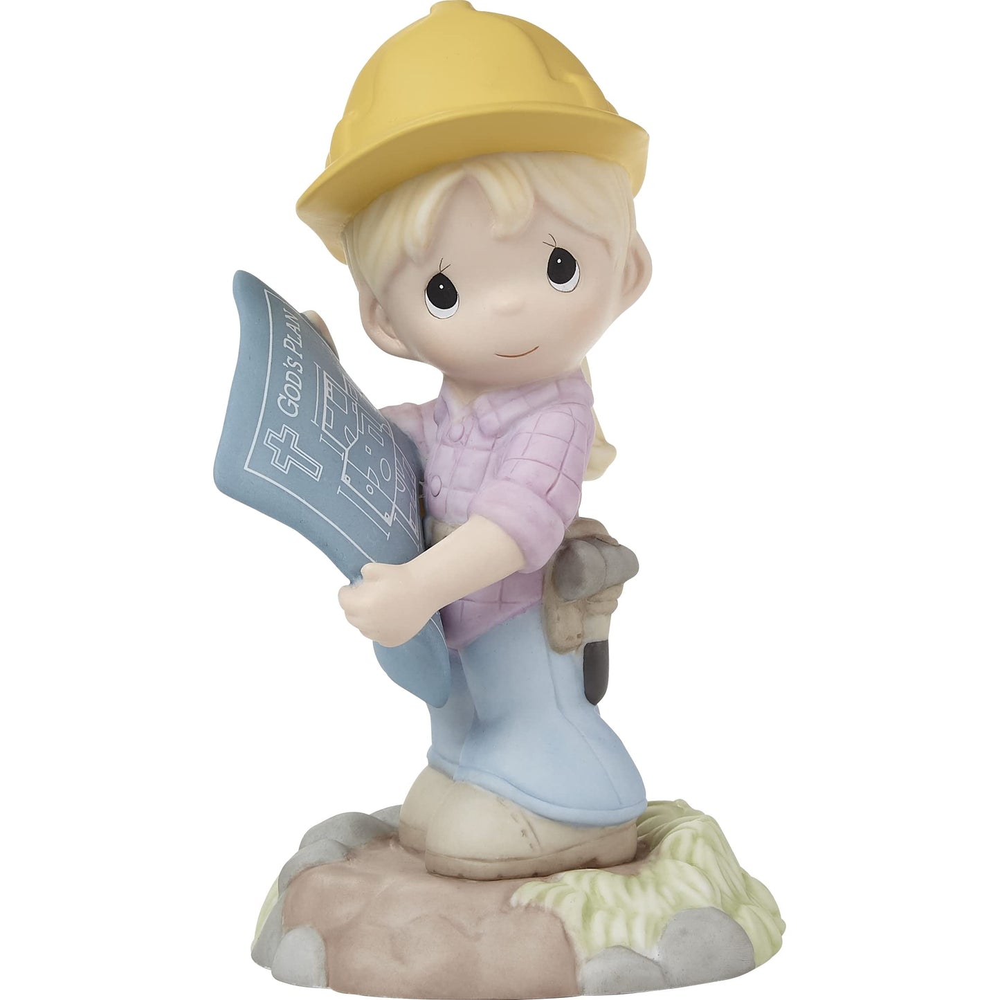Precious Moments Hand-painted Porcelain Blonde Girl With Blueprint Figurine