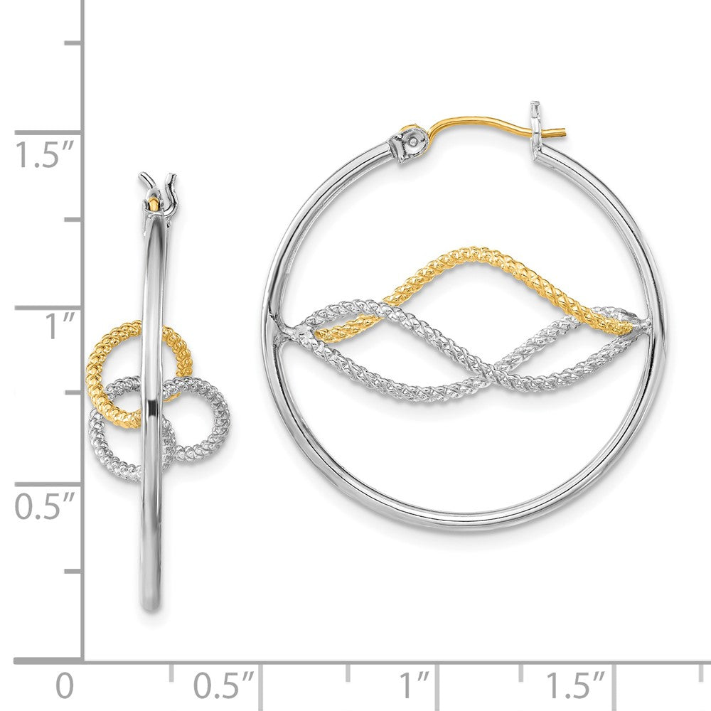 Sterling Silver w/14k Gold-plated Polished Twisted Hoop Earrings