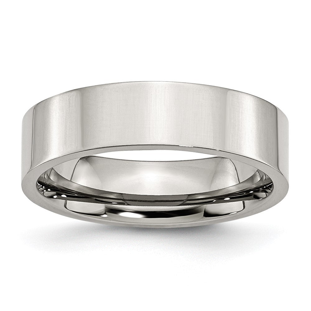 Stainless Steel Polished 6mm Flat Band Size - 13