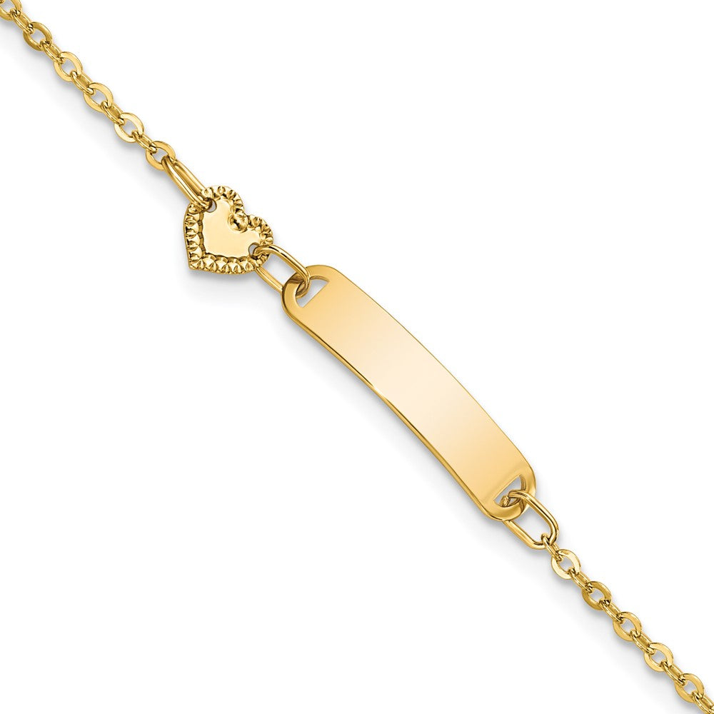 14K Polished ID with Heart Childrens Bracelet 5.5 inches