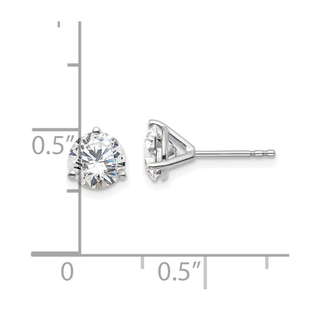 14k 1 1/2 carat Lab Grown Diamond VS+ F+ Round Complete Three Prong Stud Earrings