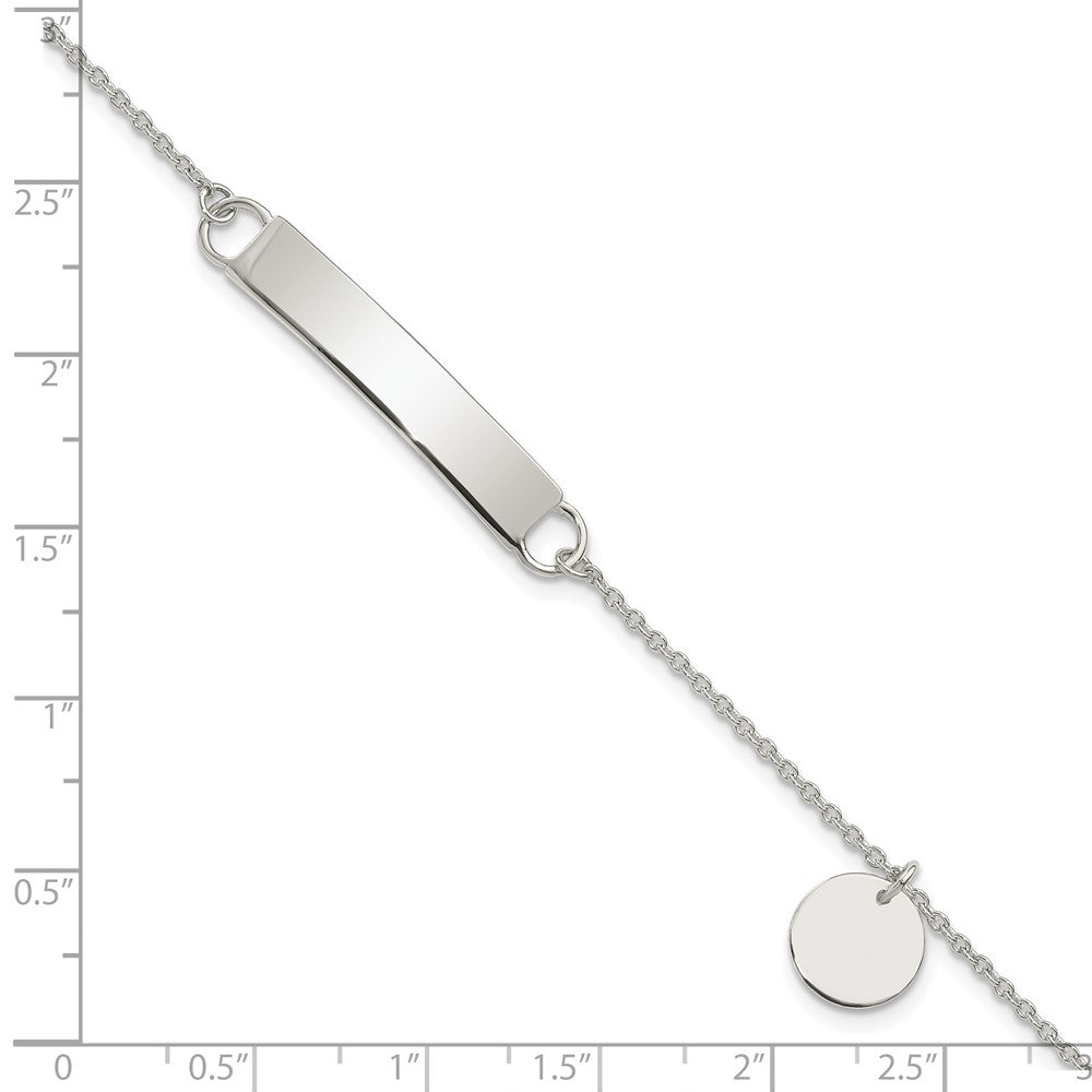 Sterling Silver Polished 7.5 inch Curb Link ID Bracelet W/Sliding Accent 7.5 inches