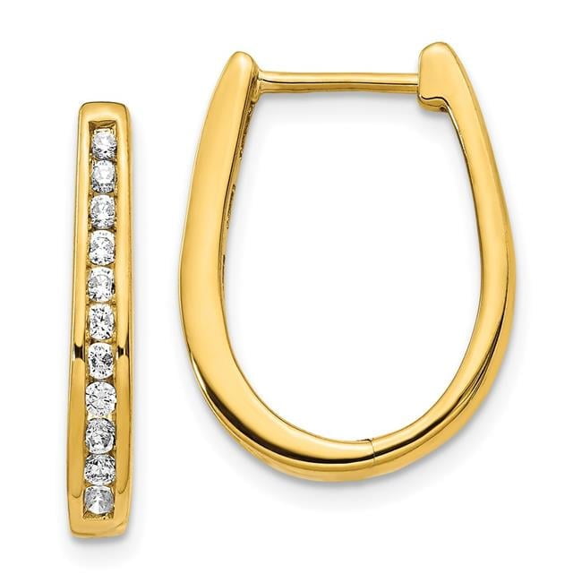 14k 1/2 carat Diamond Channel-set Oval Hinged Hoop Earrings