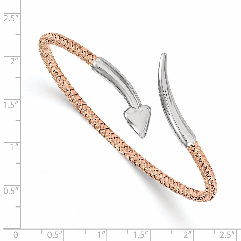 Sterling Silver Rose Rhodium-plated Flexible Bangle