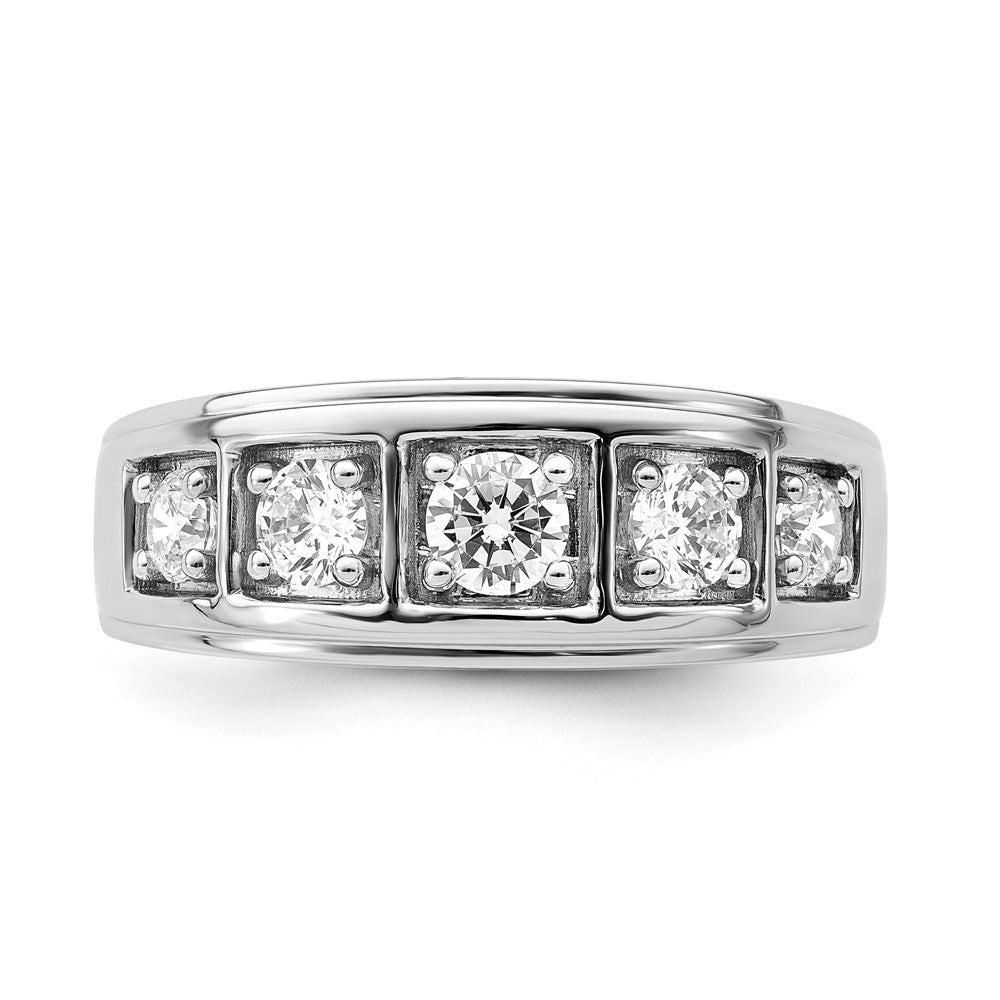 Sterling Silver GP CZ Men's 5-stone Ring