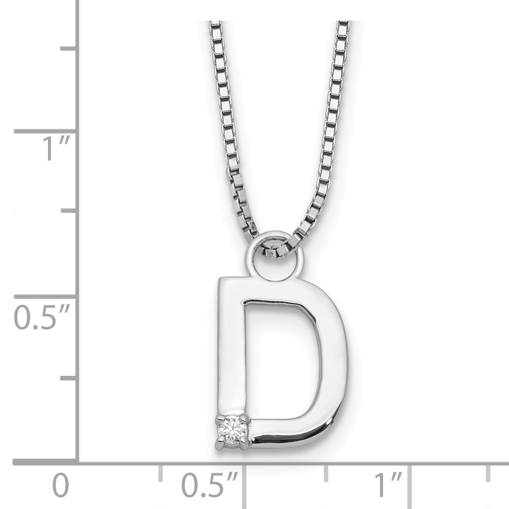 White Ice Sterling Silver Rhodium-plated 18 inch Diamond Letter D Initial Necklace plus 2 inch Extender 18 Inches