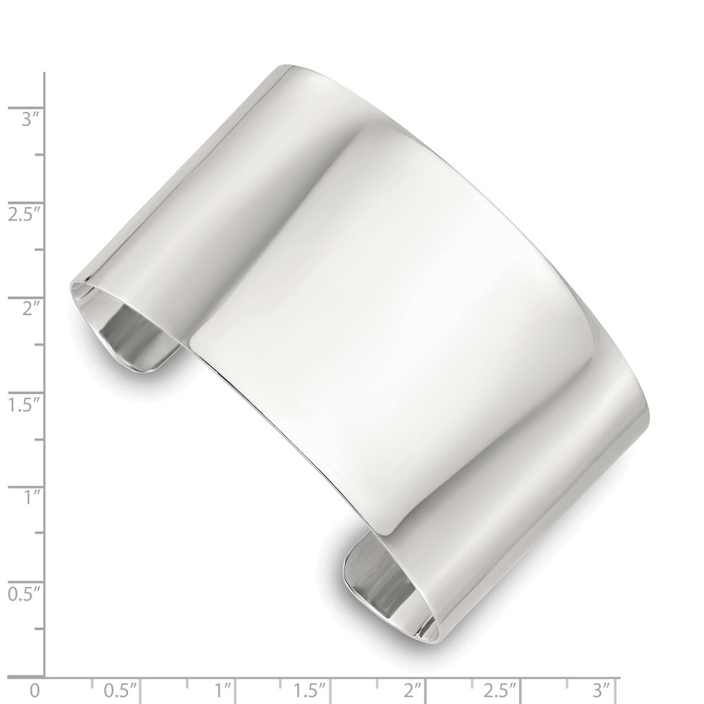 Sterling Silver Polished 40mm Flat Cuff Bangle