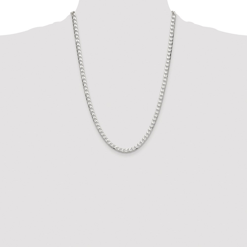 Sterling Silver Rhodium-plated 5mm D/C Square Curb Chain