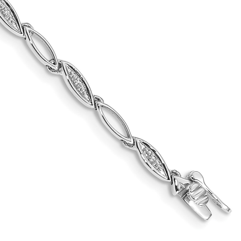 14k White Gold Diamond 7.5in Oval Link Bracelet 7.5 inches