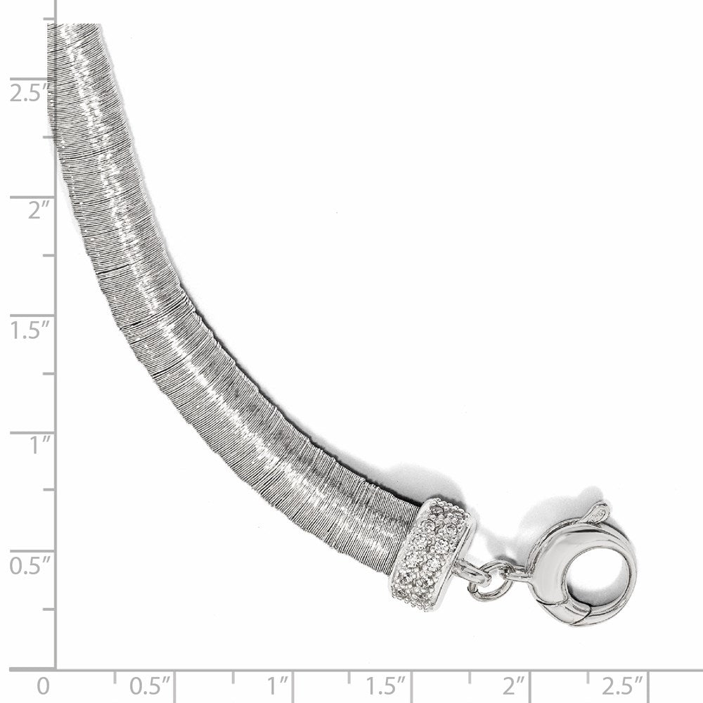 Sterling Silver Rhodium-plated CZ with 1in ext. Bracelet