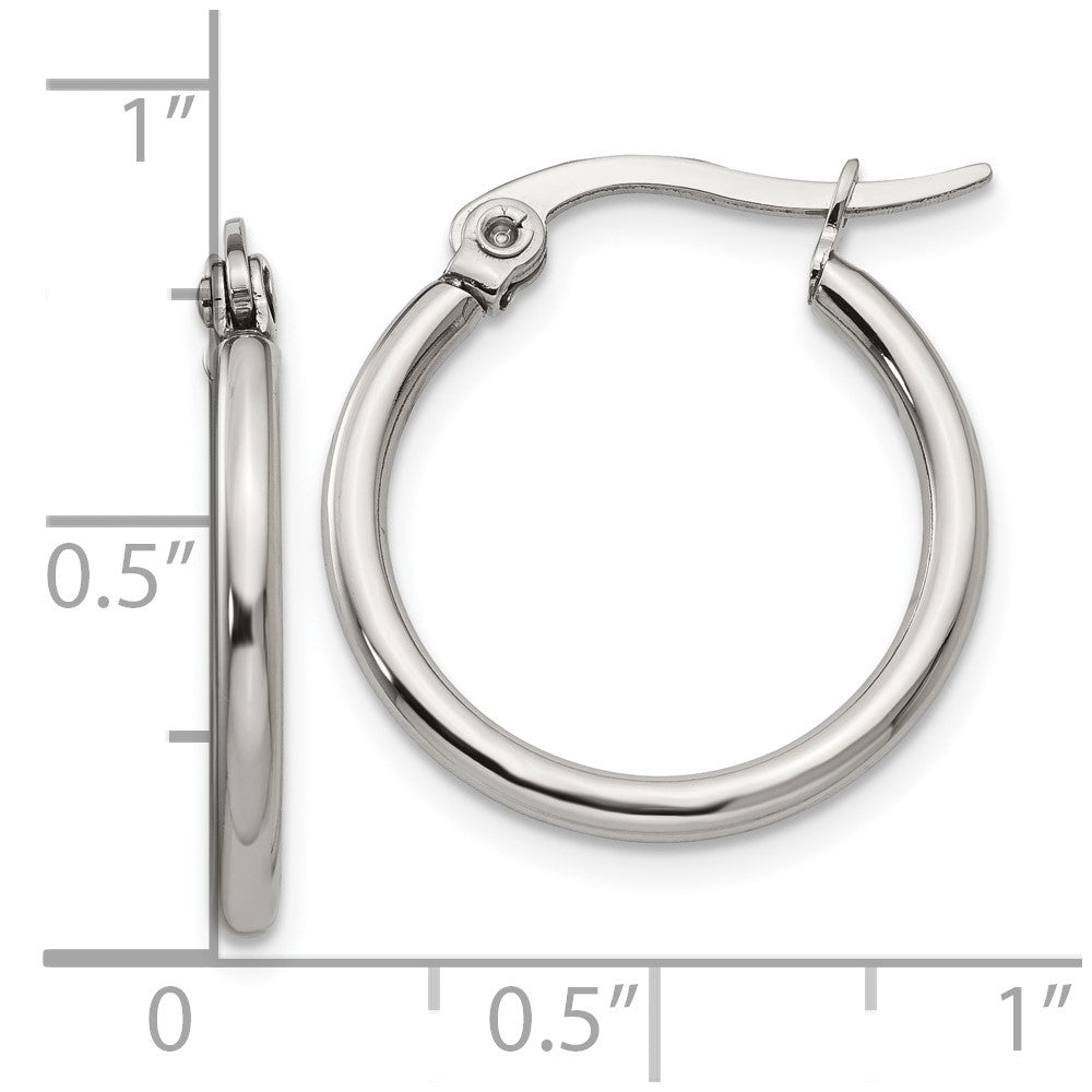 Stainless Steel Polished 19.5mm Diameter Hoop Earrings
