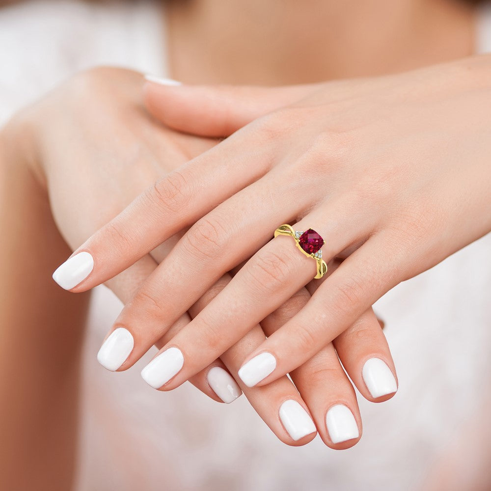 10k Checkerboard Created Ruby and Diamond Ring