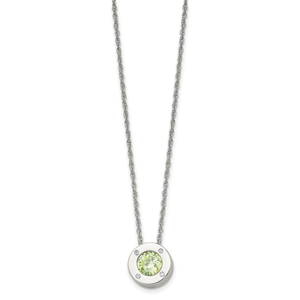 Stainless Steel Polished CZ May Birthstone 20in Necklace