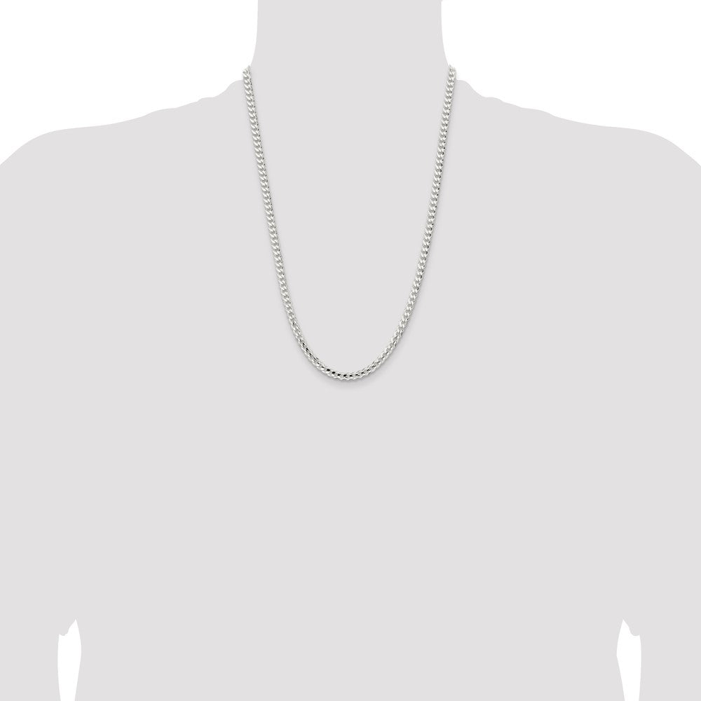 Sterling Silver 4.5mm Concave Beveled Curb Chain 24 Inches