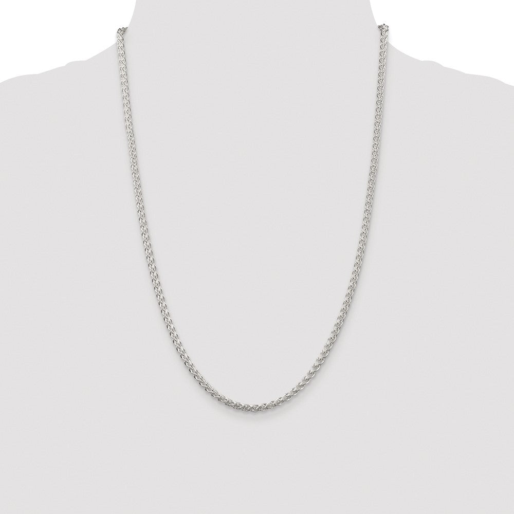 Sterling Silver Rhodium-plated 3mm Round Spiga Chain