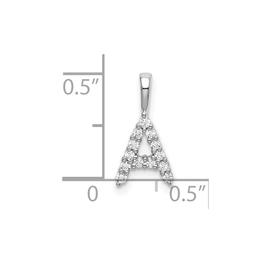 14k White Gold 1/8 carat Lab Grown Diamond VS/SI+ G+ Letter A Initial Pendant