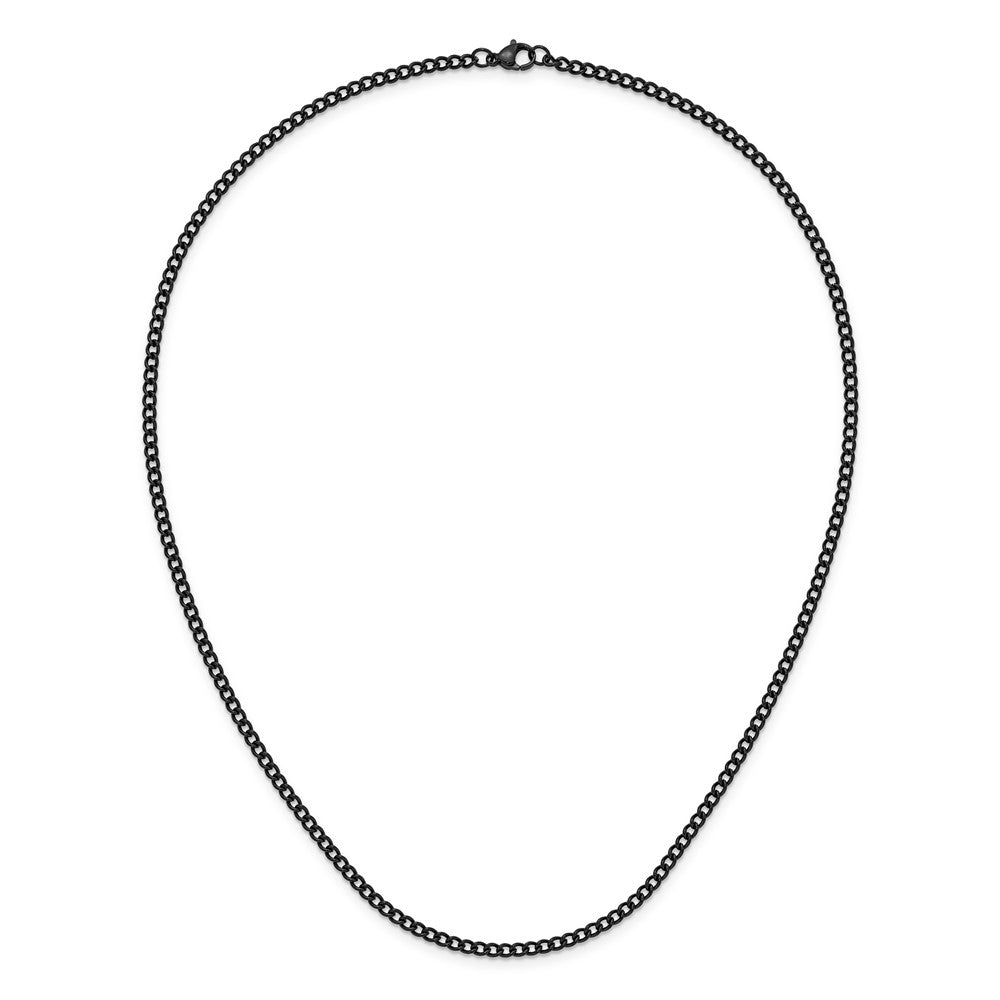 Chisel Stainless Steel Polished Black IP-plated 3mm 20 inch Round Curb Chain