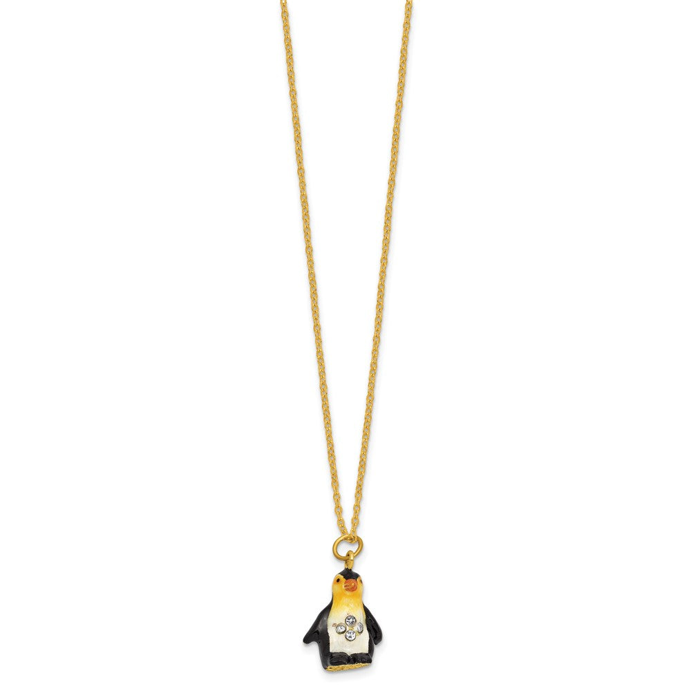 Luxury Giftware by Jere Bejeweled BOBBIES BROOD Penguin Family Trinket Box with Matching 18 inch Necklace