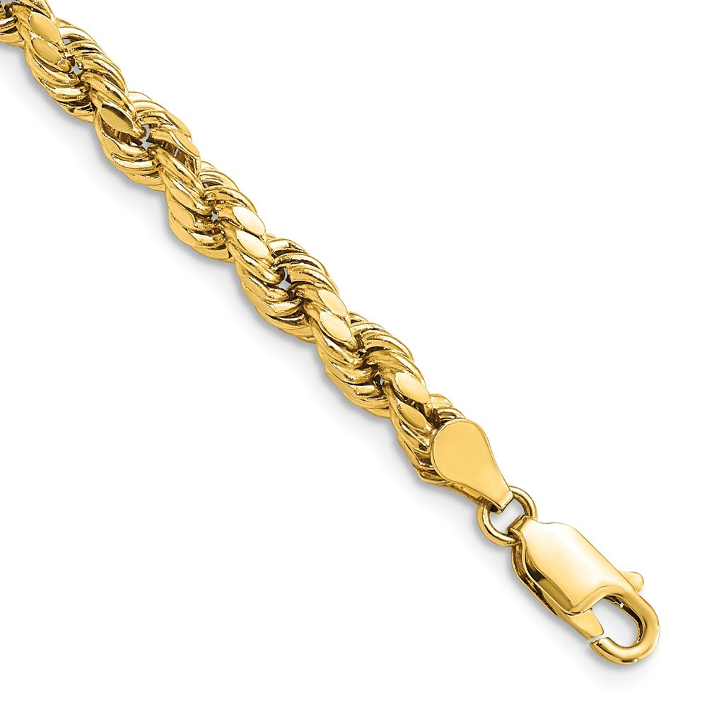 14K 7 inch 4.9mm Semi Solid Diamond-cut Rope with Lobster Clasp Chain 7 inches
