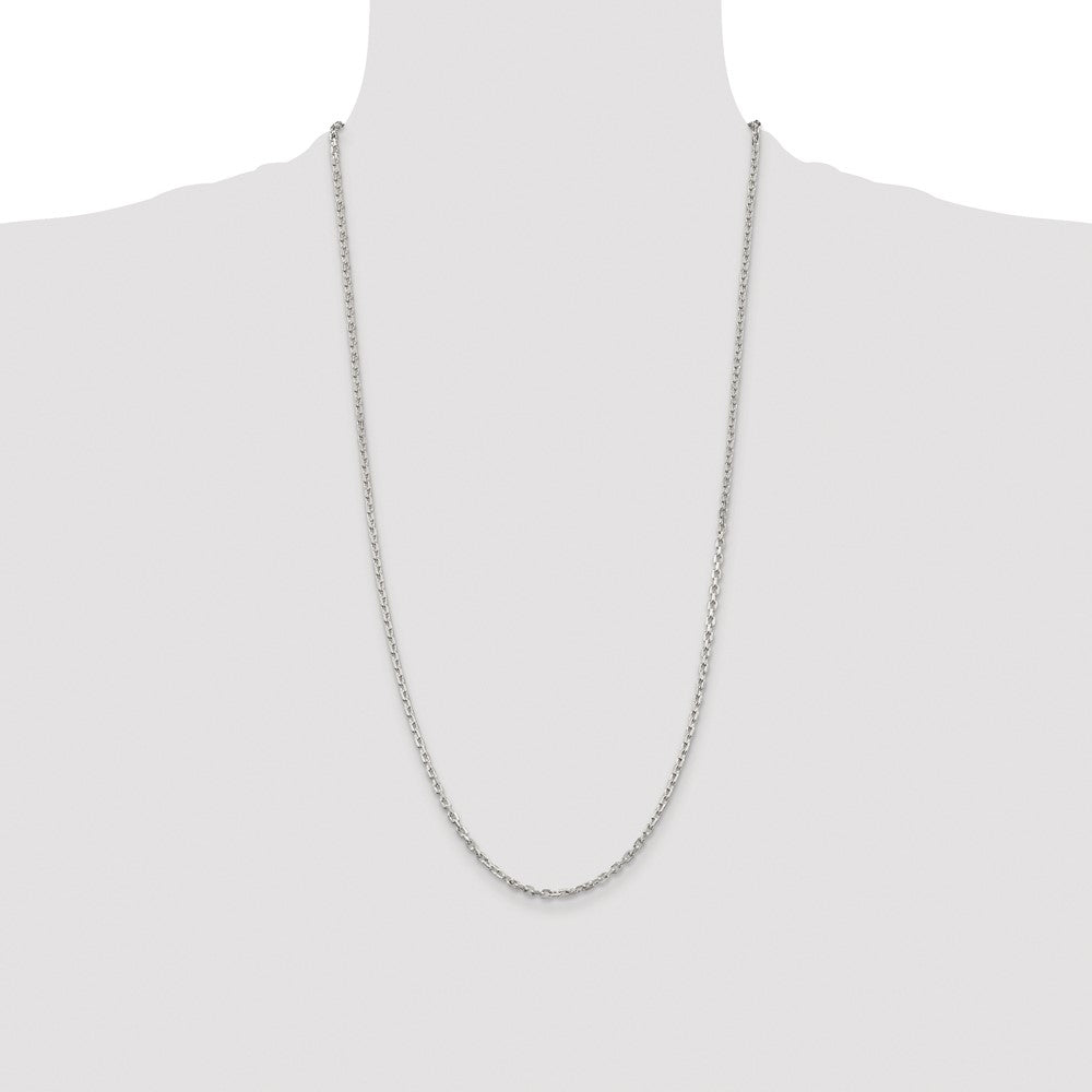 Sterling Silver Rhodium-plated 2.75mm Beveled Oval Cable Chain