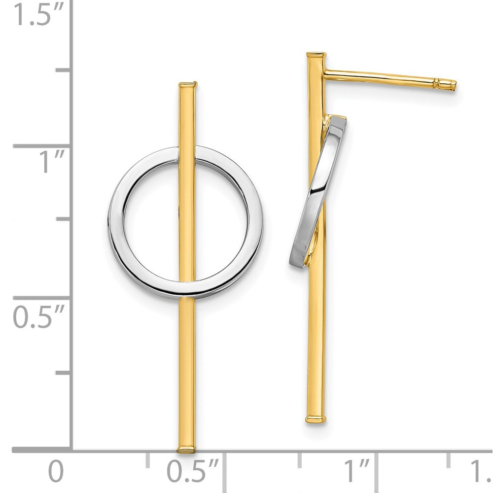 14K with Rhodium Post Dangle Earrings