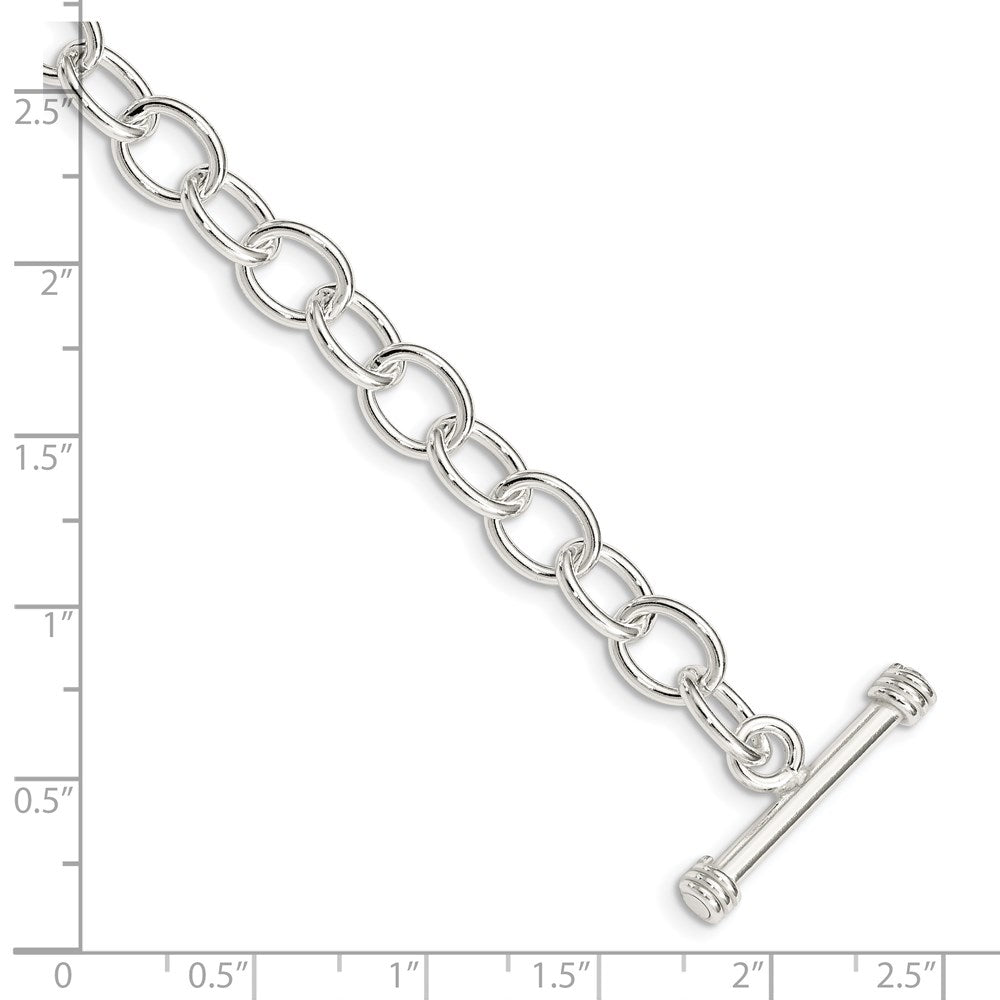 Sterling Silver Polished Fancy Link Toggle Bracelet 7.5 inches