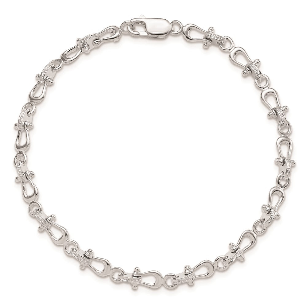 De-Ani Sterling Silver Rhodium-plated Polished Mariners Shackle Link Bracelet 7.75 inches