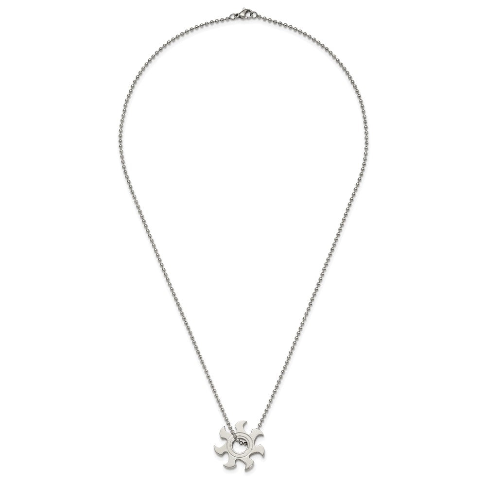 Stainless Steel Polished Sun Burst 22in Necklace
