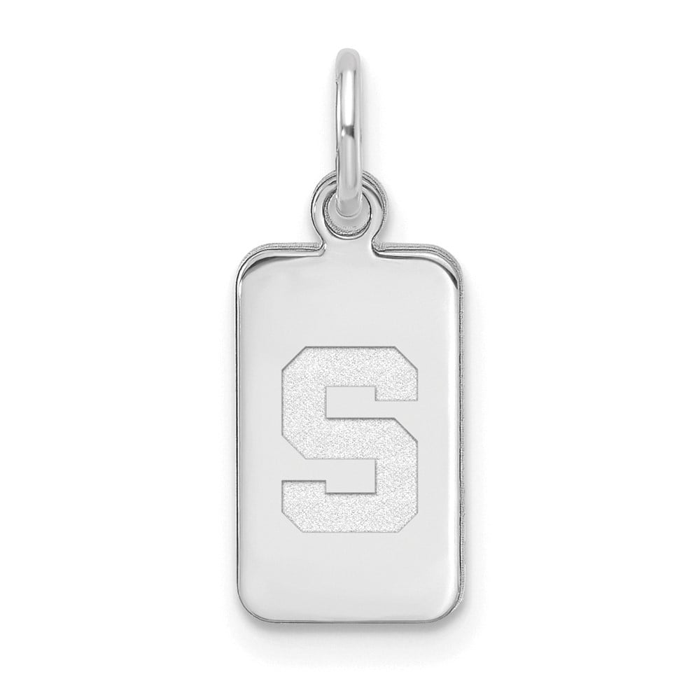 Sterling Silver Rhodium Plated Michigan State XS Tag Initial S Charm