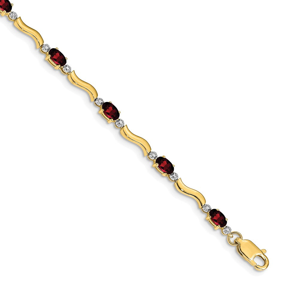 14k Fancy Diamond and Garnet Bracelet 7 inches