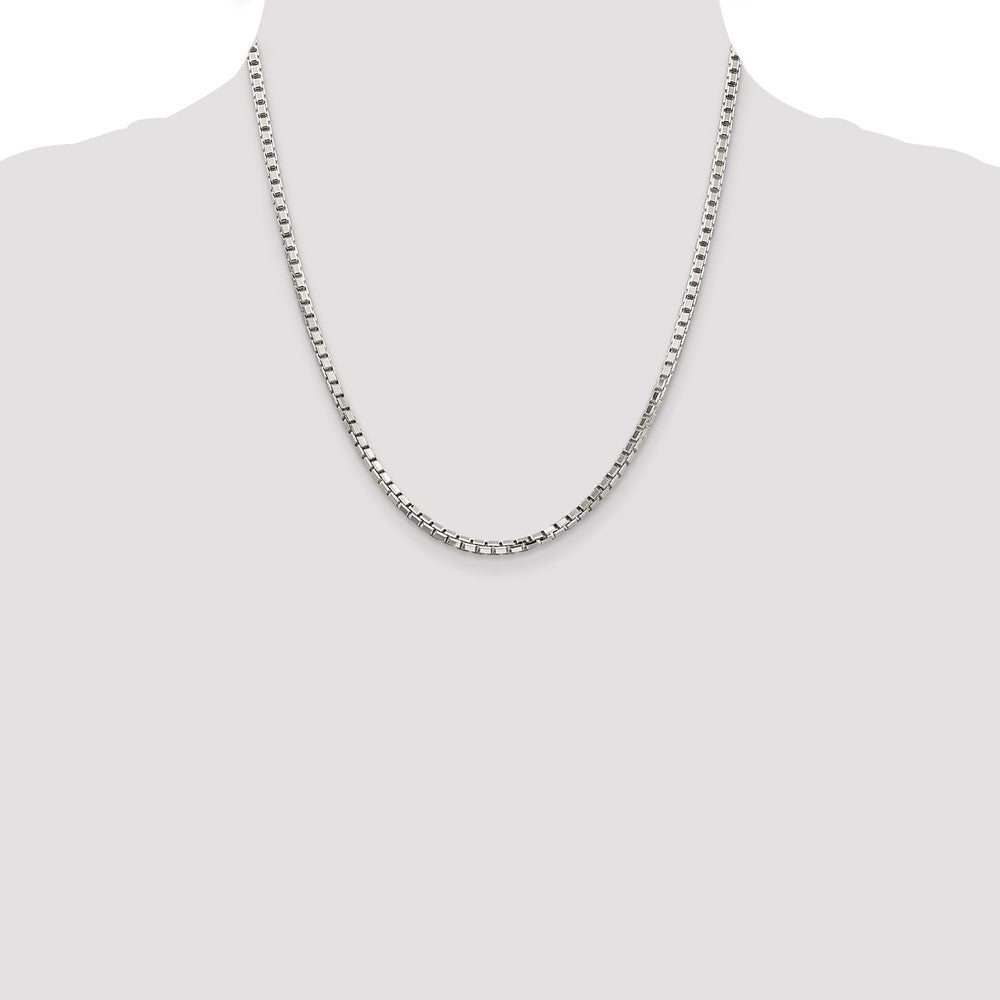 Sterling Silver 2.9mm 8 Sided Diamond-cut Box Chain 20 Inches