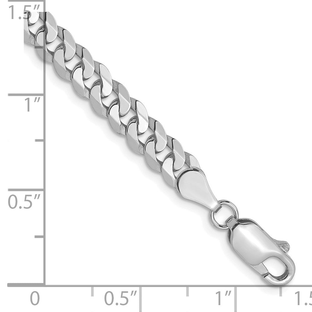 14K White Gold 4.5mm Flat Beveled Curb Chain 8 inches