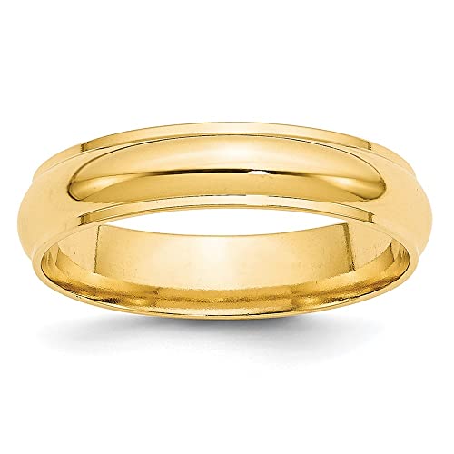 10k Yellow Gold 5mm Half Round with Edge Wedding Band Size 8
