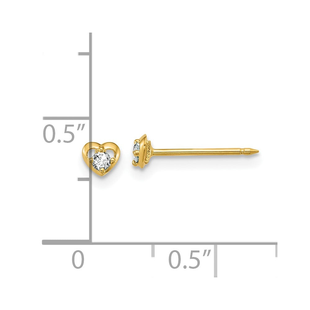 Inverness 14k Polished Heart With .03ct Diamond Post Piercing Earrings