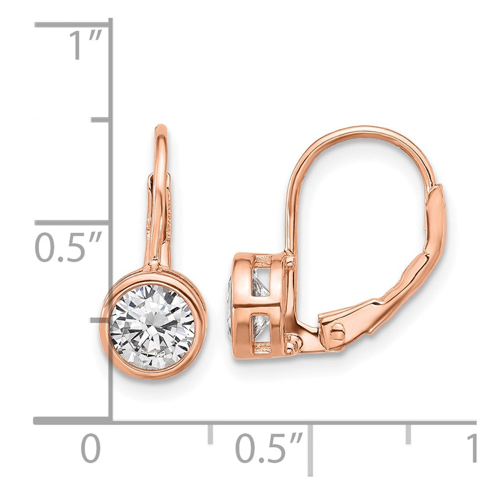 Sterling Shimmer Sterling Silver Rose-tone Flash Rose-gold Plated 5.5mm CZ Leverback Earrings