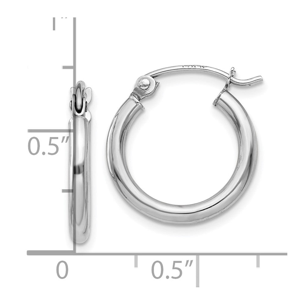 14k White Gold Polished 2x15mm Polished Hoop Earrings