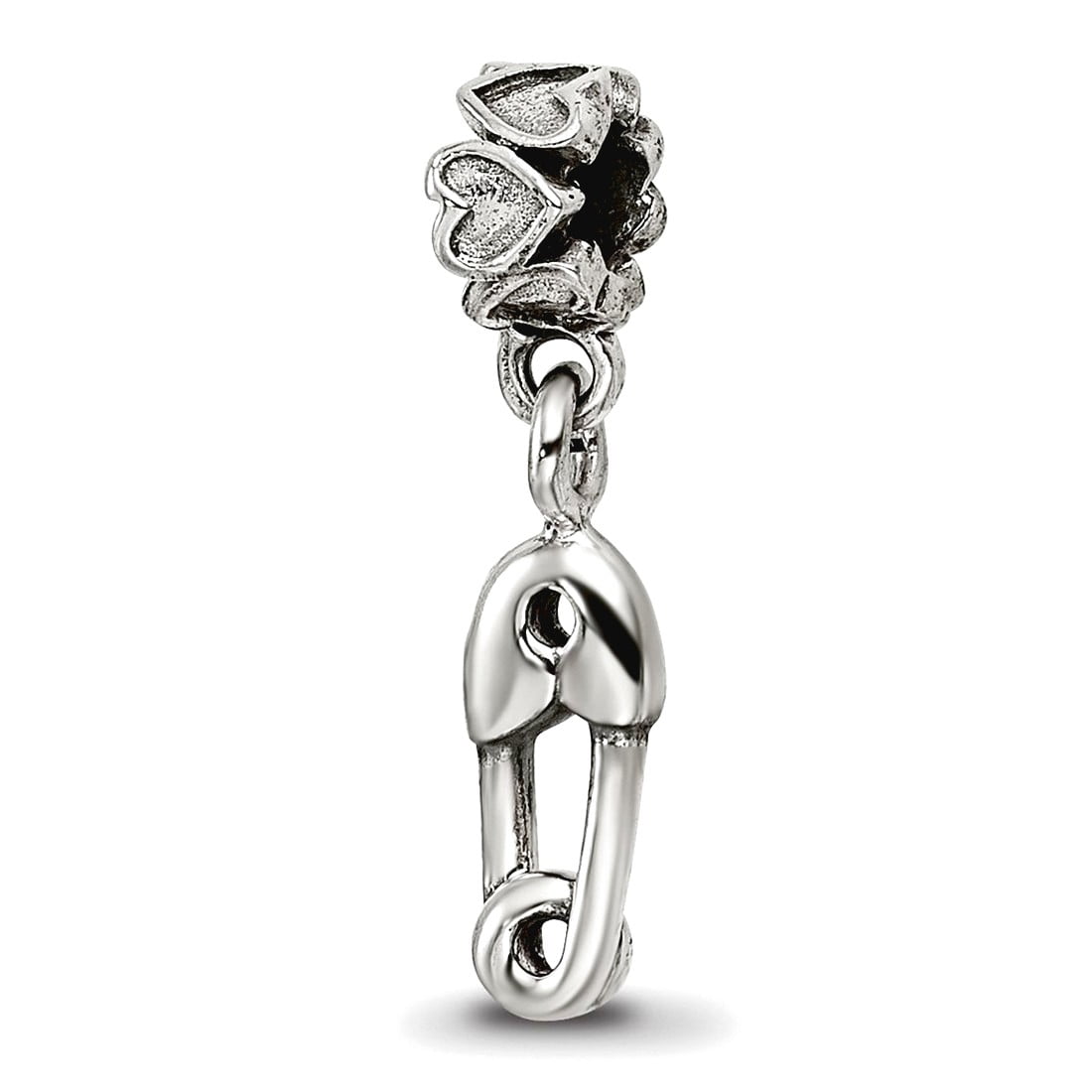 Kids Collection Sterling Silver Safety Pin Dangle Reflections Bead