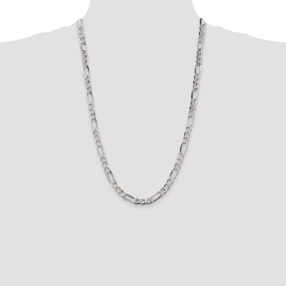 Sterling Silver 6.75mm Figaro Chain 26 Inches