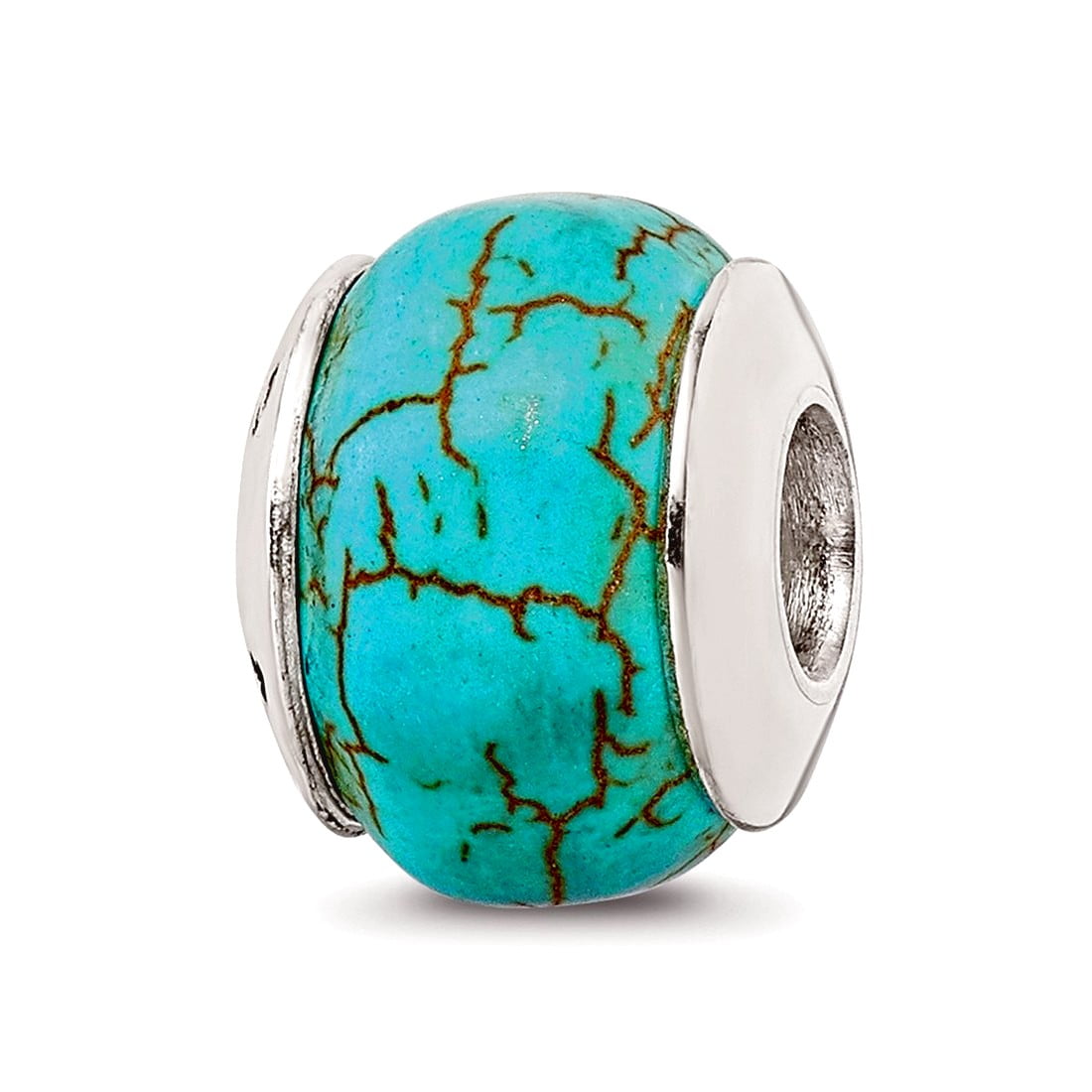 Sterling Silver Reflections Blue Magnesite Stone Bead