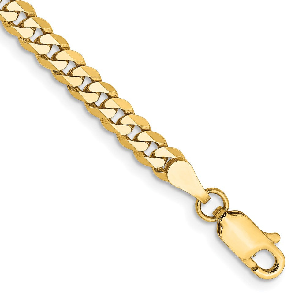 14K 7 inch 3.9mm Flat Beveled Curb with Lobster Clasp Bracelet 7 inches