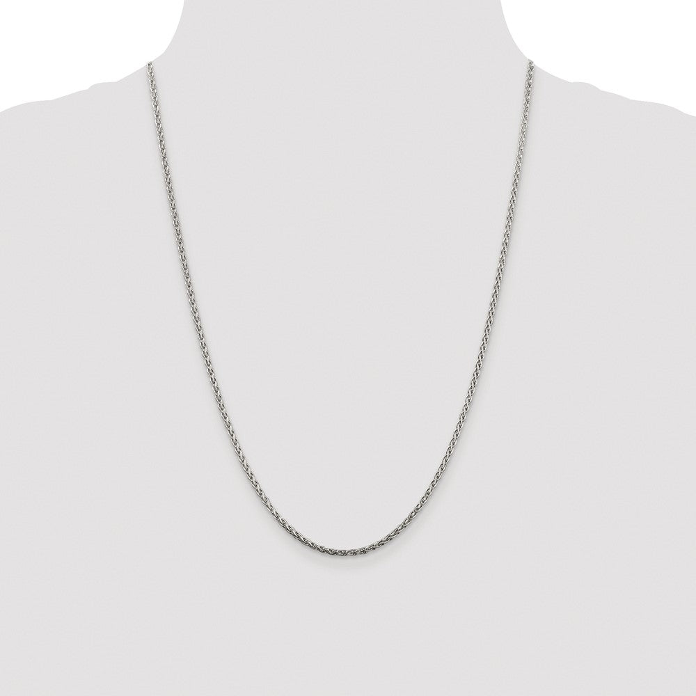 Sterling Silver Rhodium-plated 2mm Diamond-cut Spiga Chain