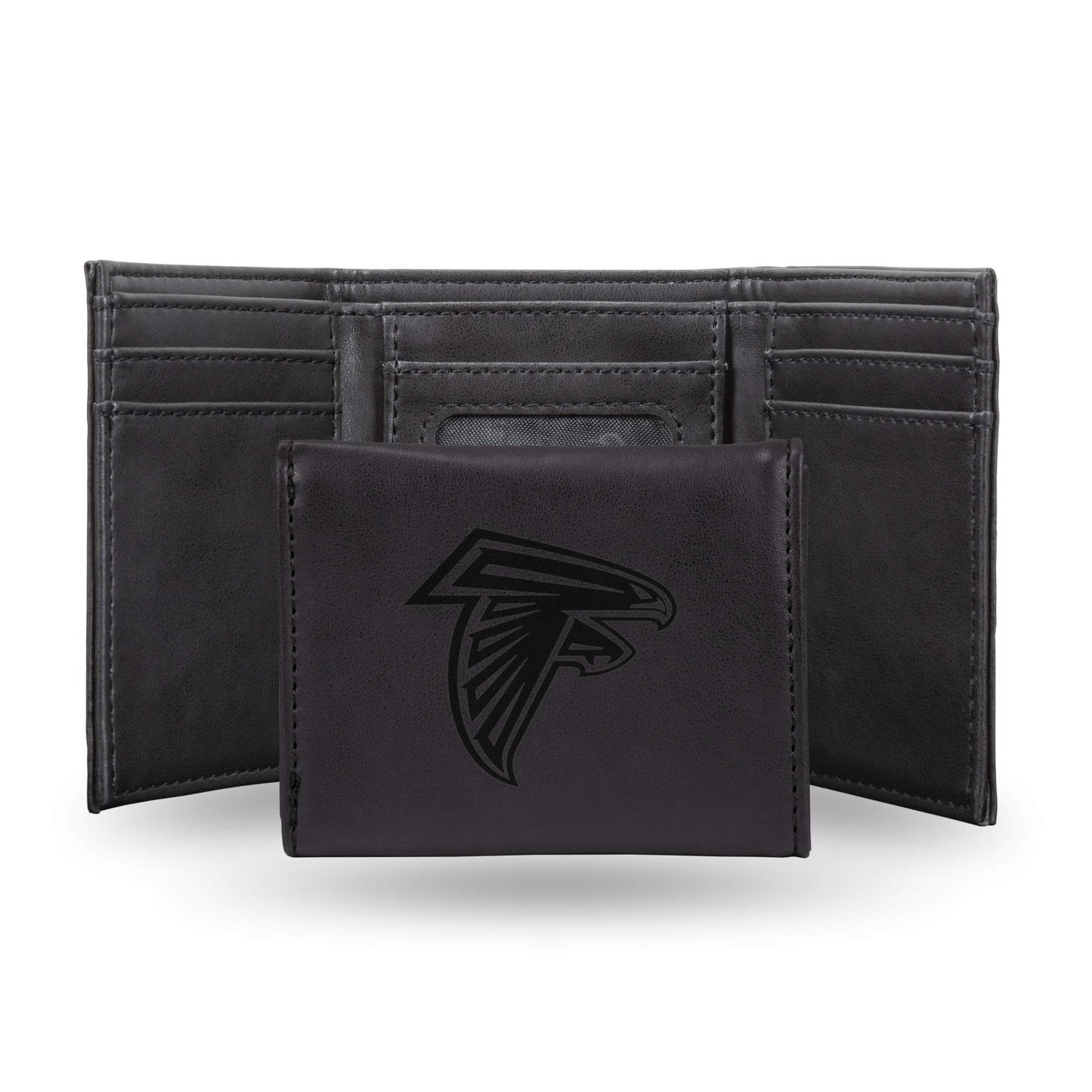 Football Rico Industries Atlanta Black Laser Engraved Trifold Laser Engraved Tri-Fold Wallet - Men's Accessory